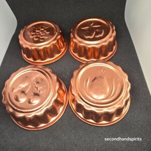 Copper jello molds LOT of 4 - Decorative Wall Art Cottagecore Farmhouse